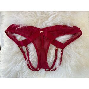 RARE Honey Birdette ELVIS Red Open Back Brazilian Brief L